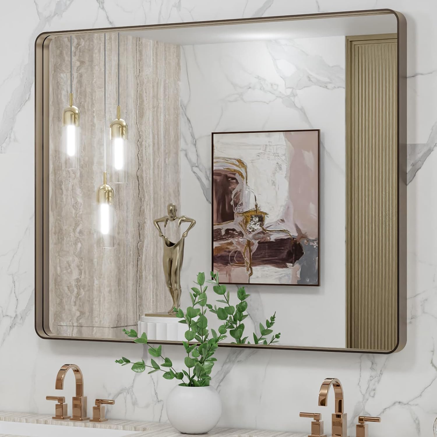22x30 Inch Black Metal Frame Bathroom Mirror