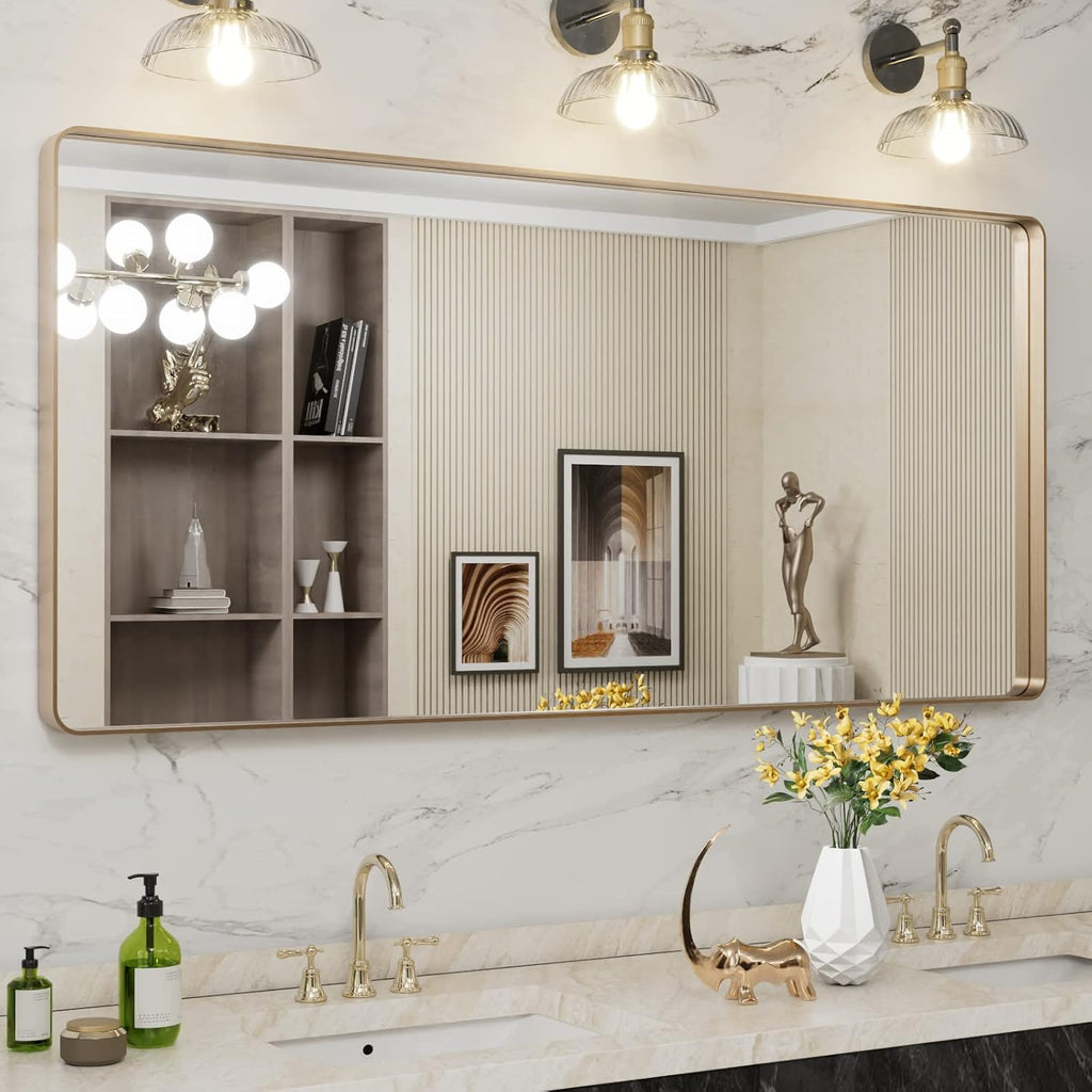 22x30 Inch Black Metal Frame Bathroom Mirror
