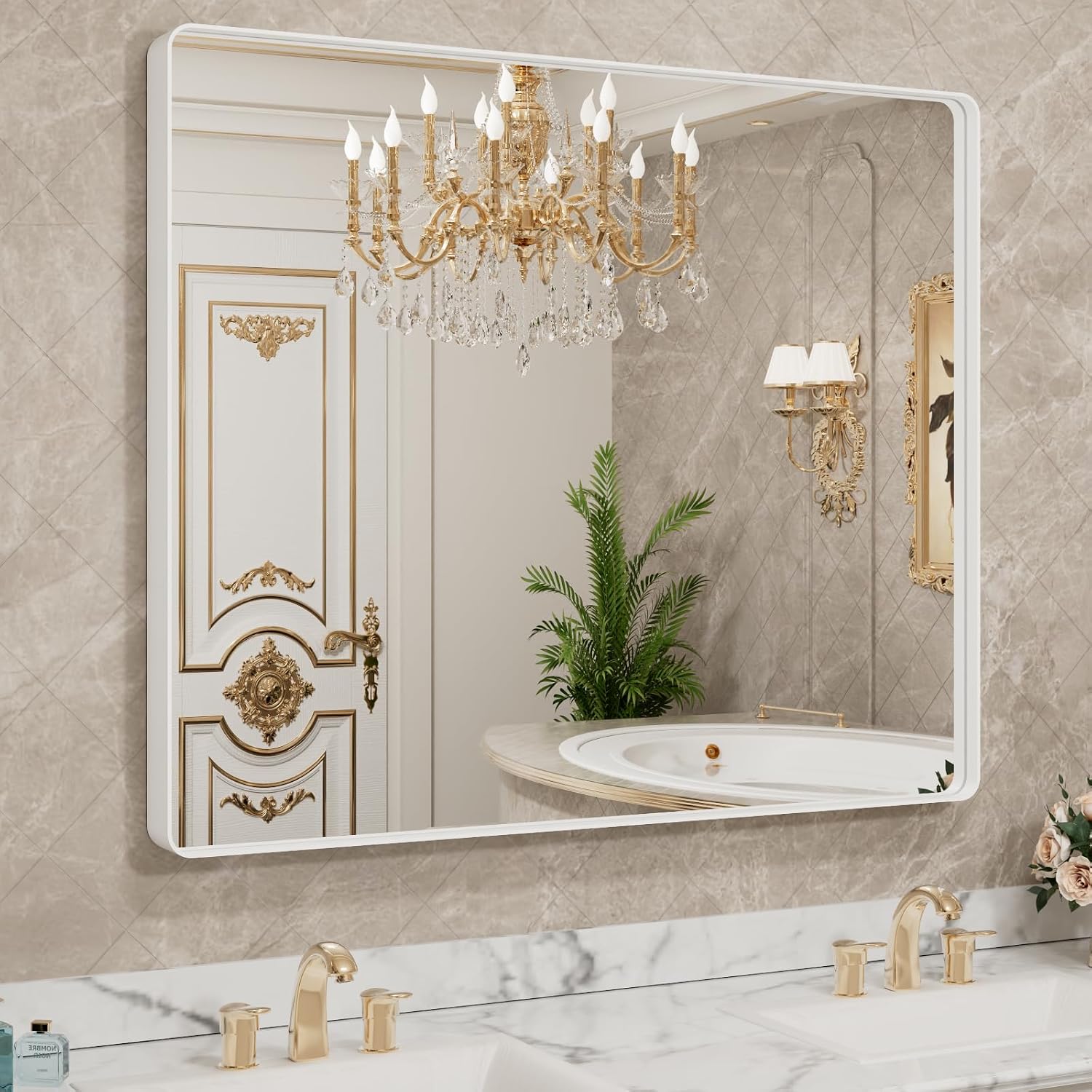 22x30 Inch Black Metal Frame Bathroom Mirror