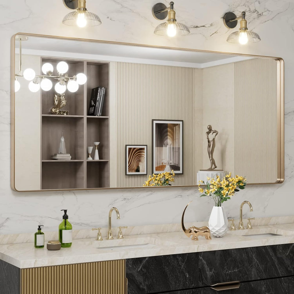 22x30 Inch Black Metal Frame Bathroom Mirror
