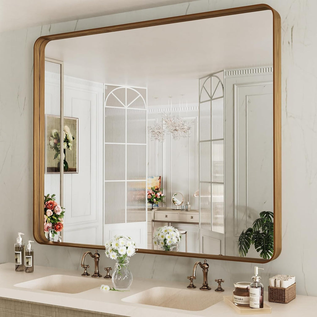 22x30 Inch Black Metal Frame Bathroom Mirror