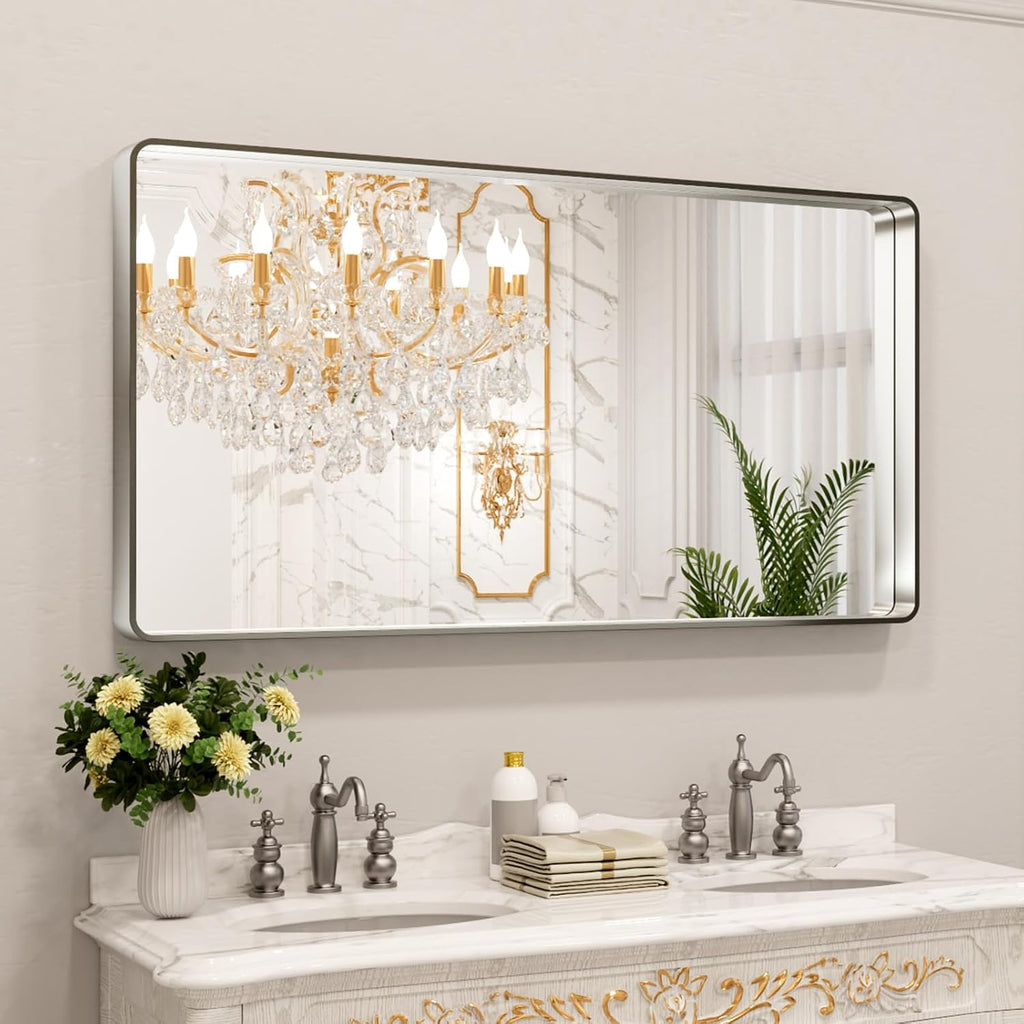 22x30 Inch Black Metal Frame Bathroom Mirror