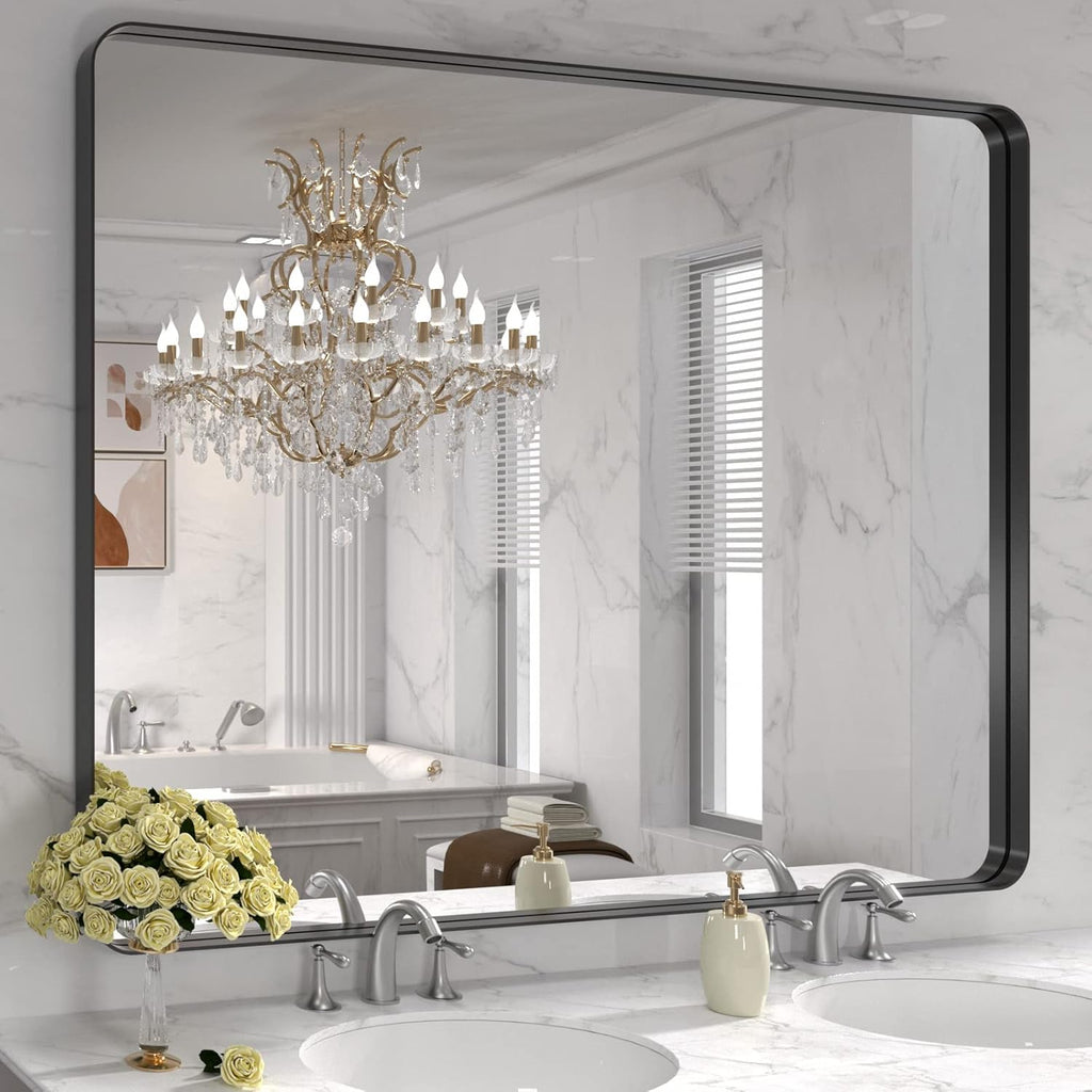 22x30 Inch Black Metal Frame Bathroom Mirror