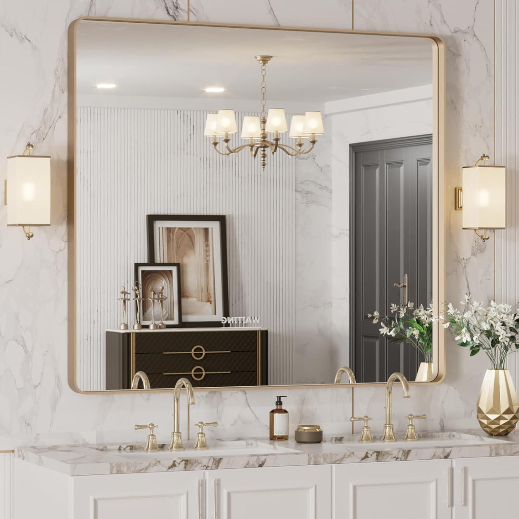 22x30 Inch Black Metal Frame Bathroom Mirror