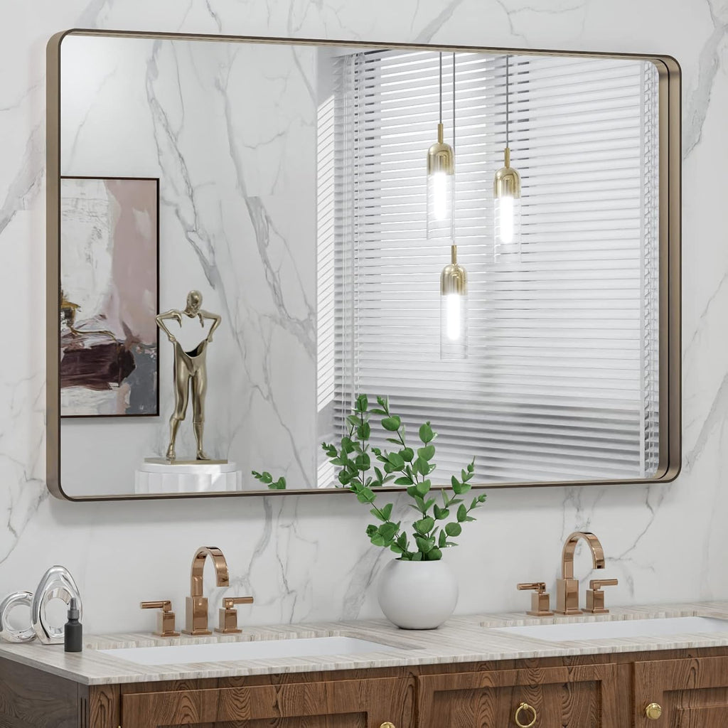 22x30 Inch Black Metal Frame Bathroom Mirror