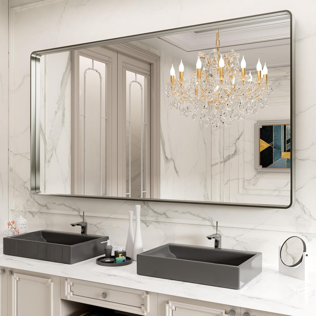 22x30 Inch Black Metal Frame Bathroom Mirror