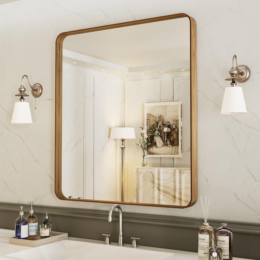 22x30 Inch Black Metal Frame Bathroom Mirror