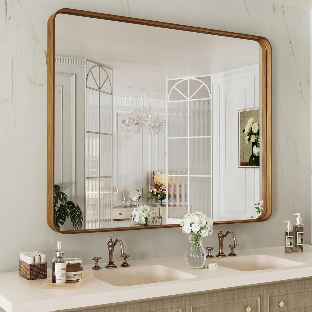 22x30 Inch Black Metal Frame Bathroom Mirror