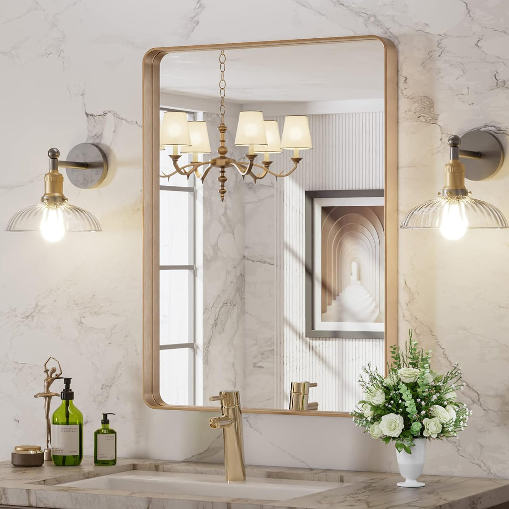 22x30 Inch Black Metal Frame Bathroom Mirror