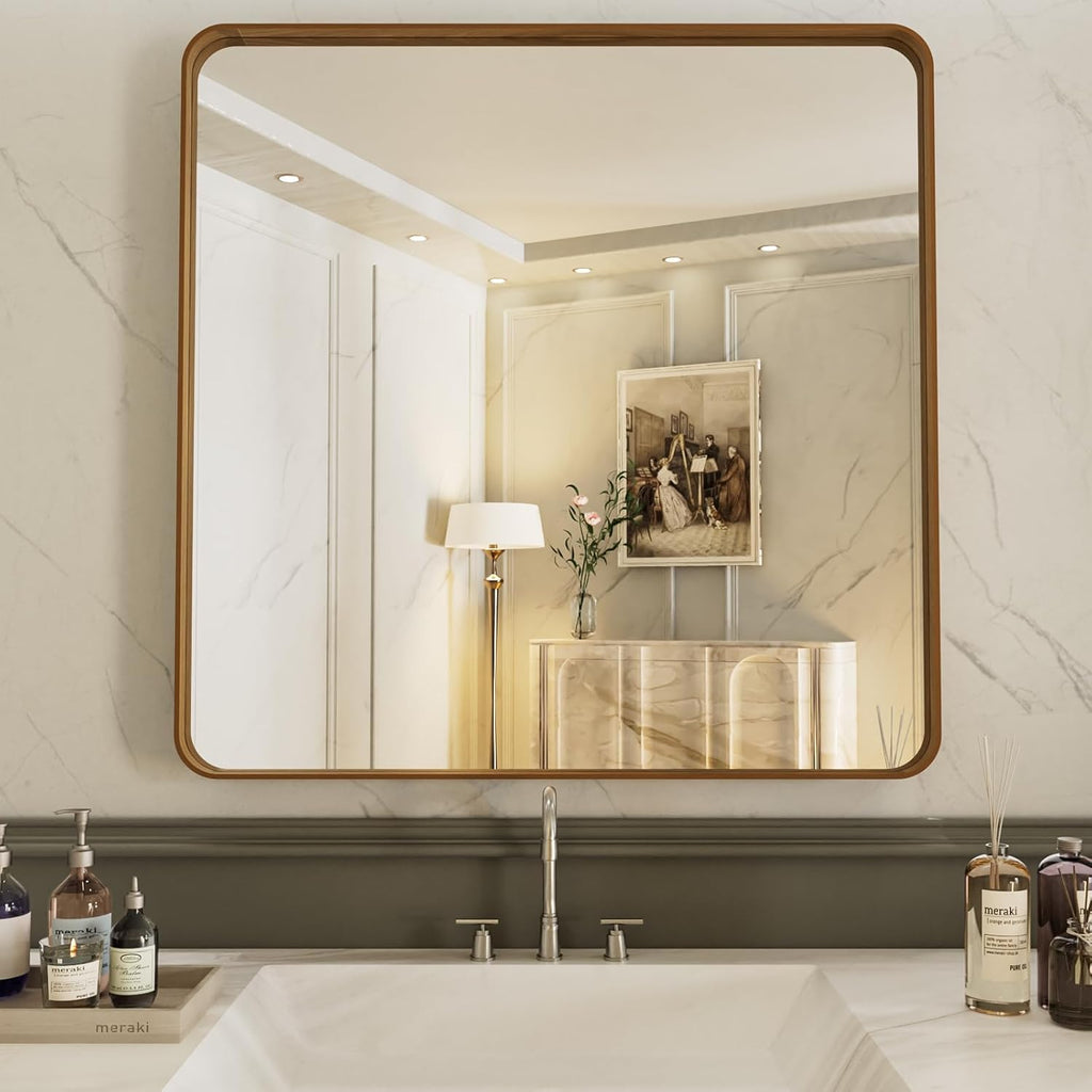 22x30 Inch Black Metal Frame Bathroom Mirror