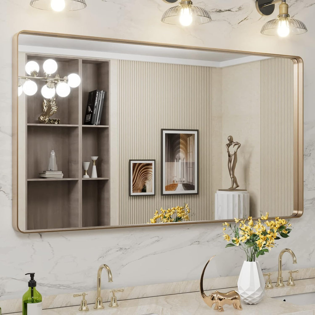 22x30 Inch Black Metal Frame Bathroom Mirror