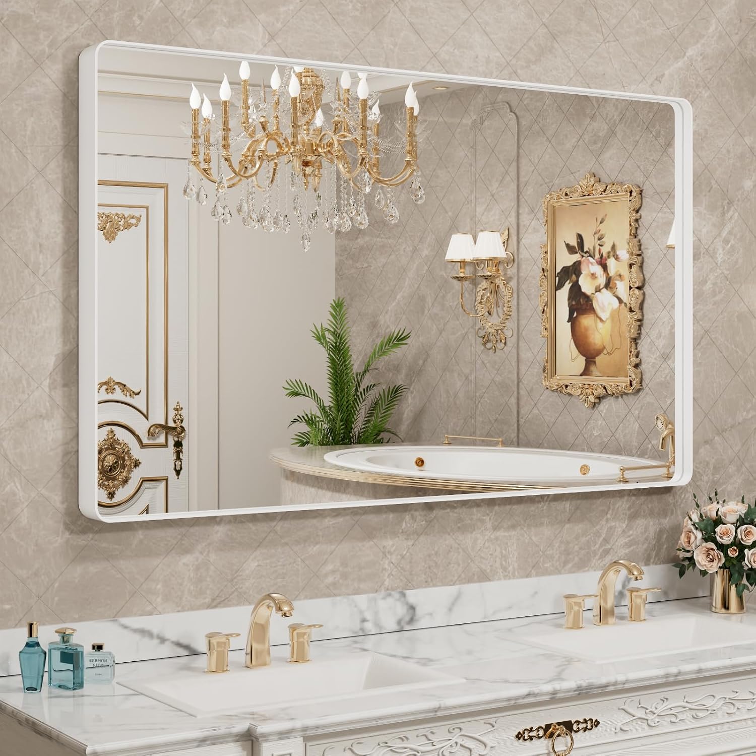 22x30 Inch Black Metal Frame Bathroom Mirror