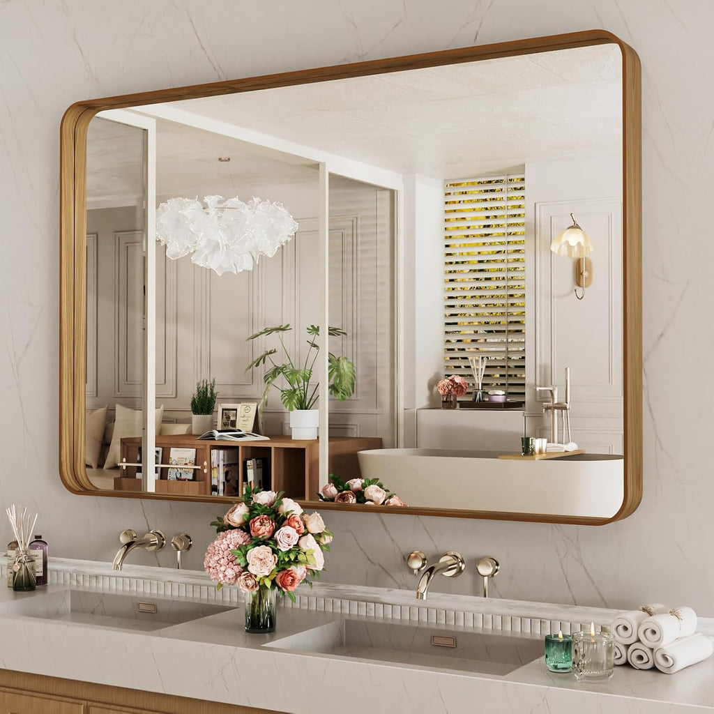 22x30 Inch Black Metal Frame Bathroom Mirror