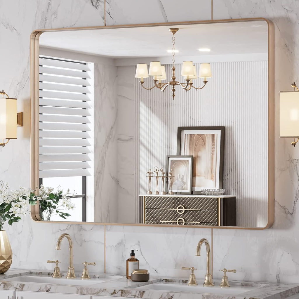 22x30 Inch Black Metal Frame Bathroom Mirror