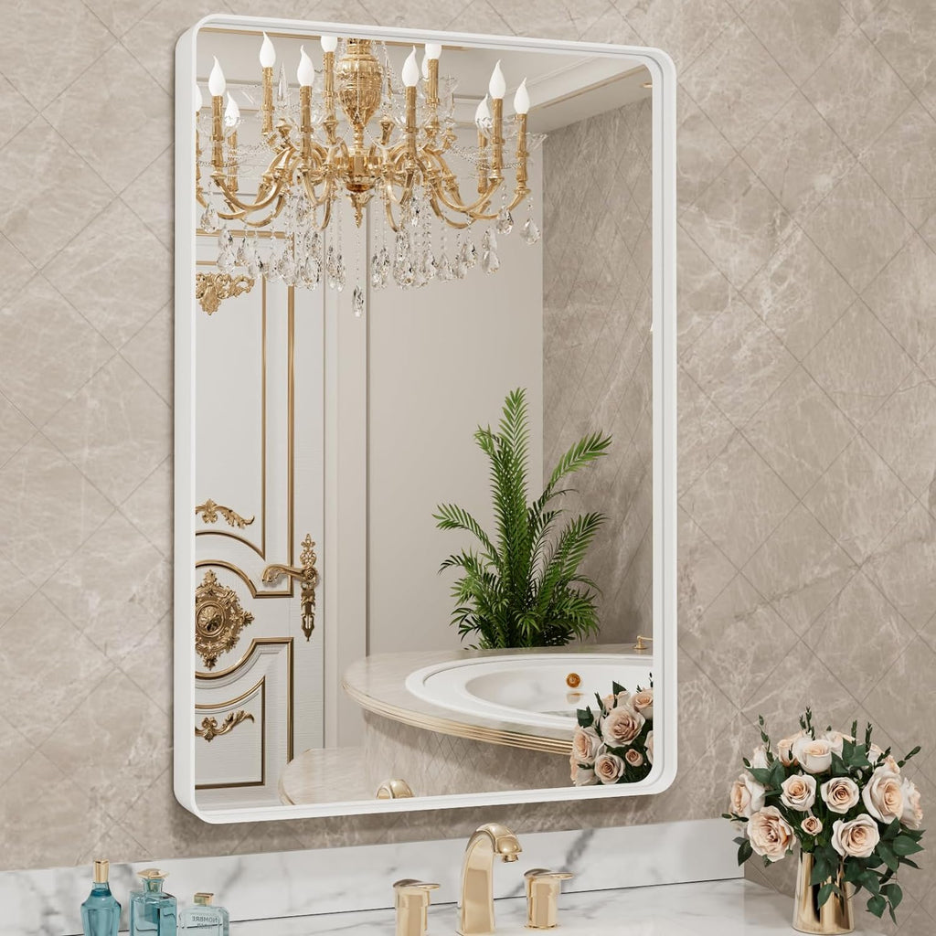 22x30 Inch Black Metal Frame Bathroom Mirror