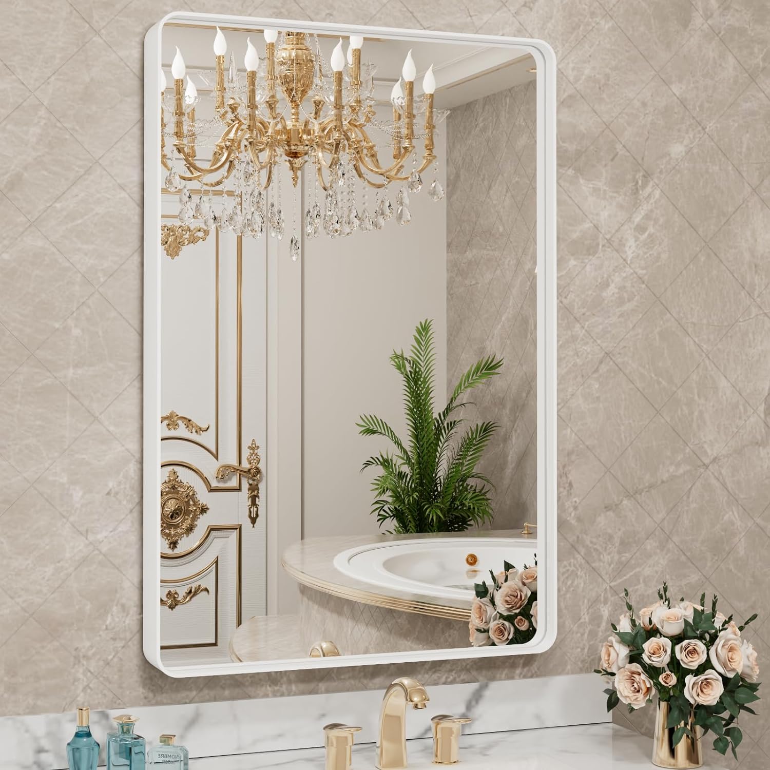 22x30 Inch Black Metal Frame Bathroom Mirror