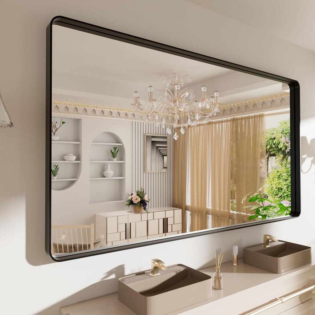 22x30 Inch Black Metal Frame Bathroom Mirror