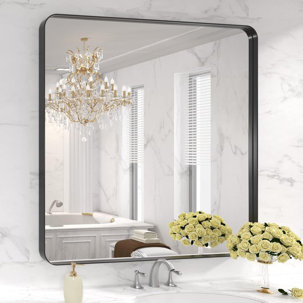 22x30 Inch Black Metal Frame Bathroom Mirror