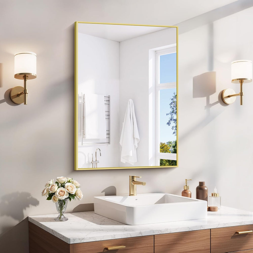 18x24 Inch Black Aluminum Frame Bathroom Mirror