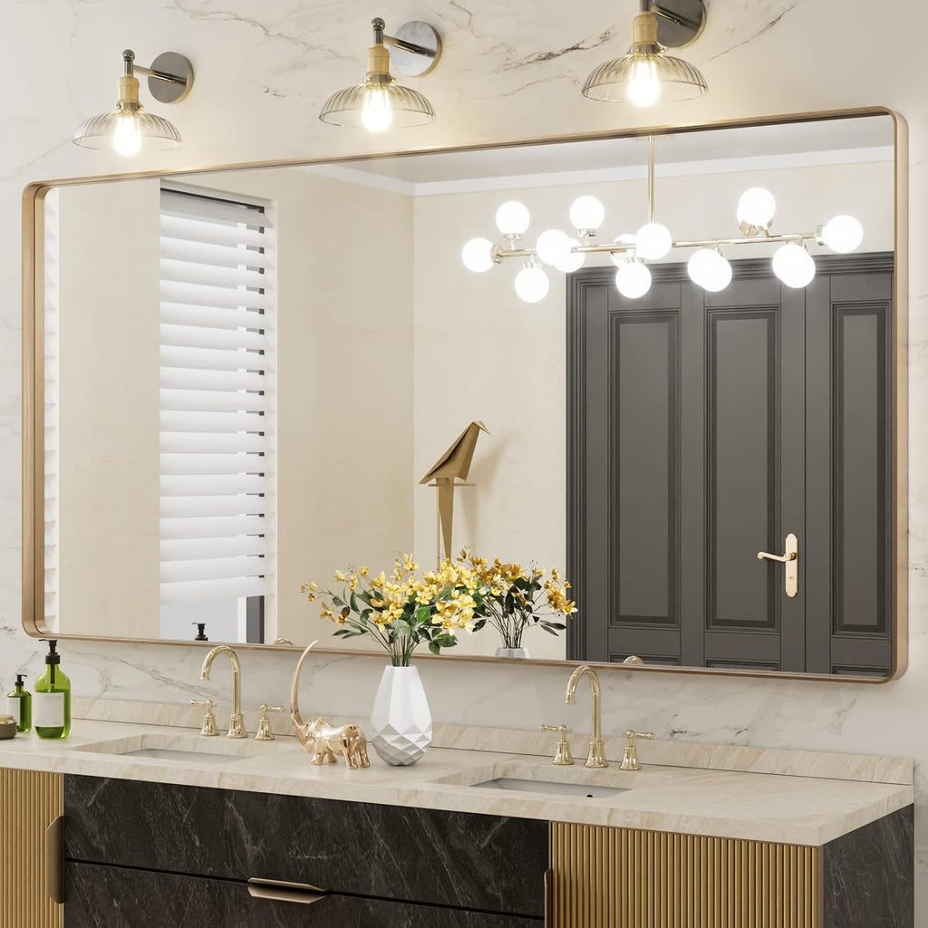 22x30 Inch Black Metal Frame Bathroom Mirror