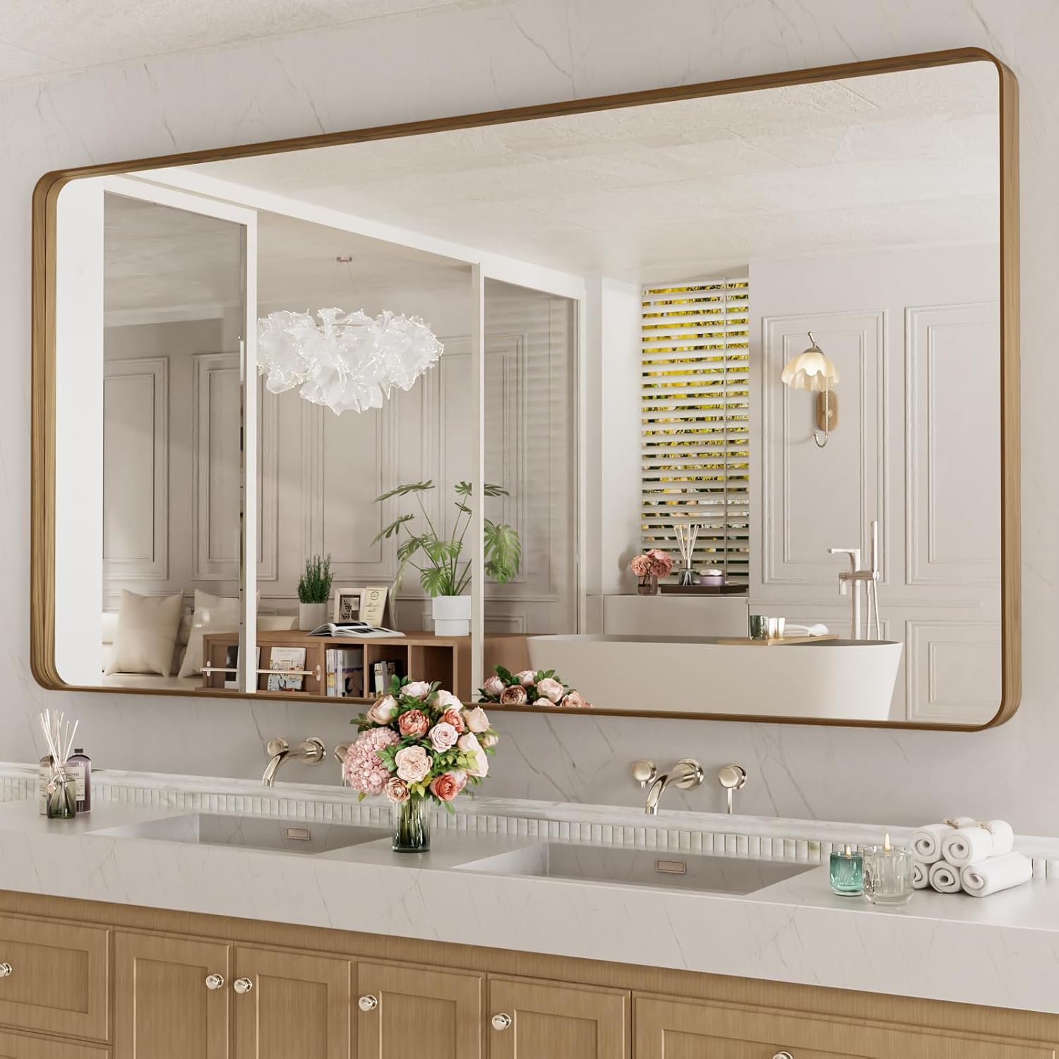 22x30 Inch Black Metal Frame Bathroom Mirror