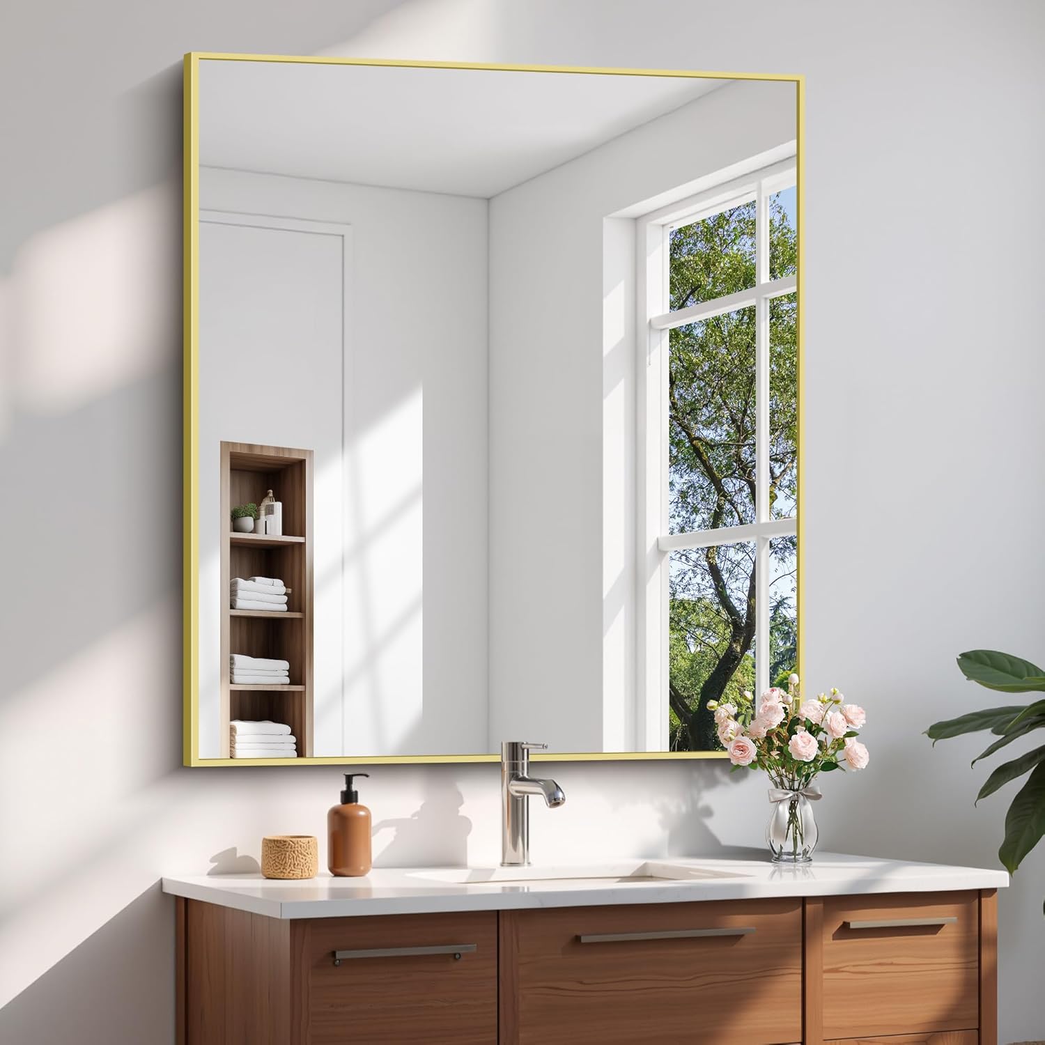 18x24 Inch Black Aluminum Frame Bathroom Mirror