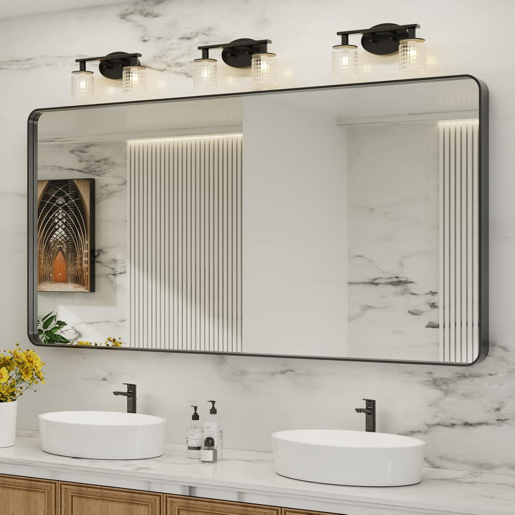 22x30 Inch Black Metal Frame Bathroom Mirror