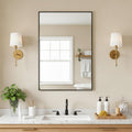 36x24 Inch Black Metal Frame Bathroom Mirror