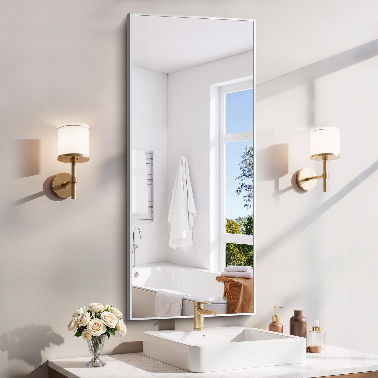 18x24 Inch Black Aluminum Frame Bathroom Mirror