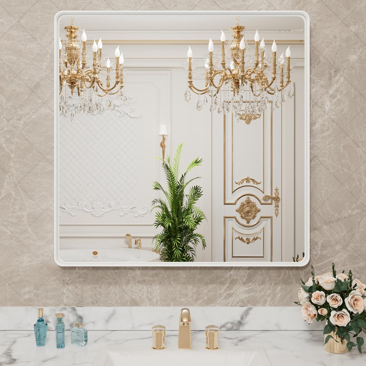22x30 Inch Black Metal Frame Bathroom Mirror