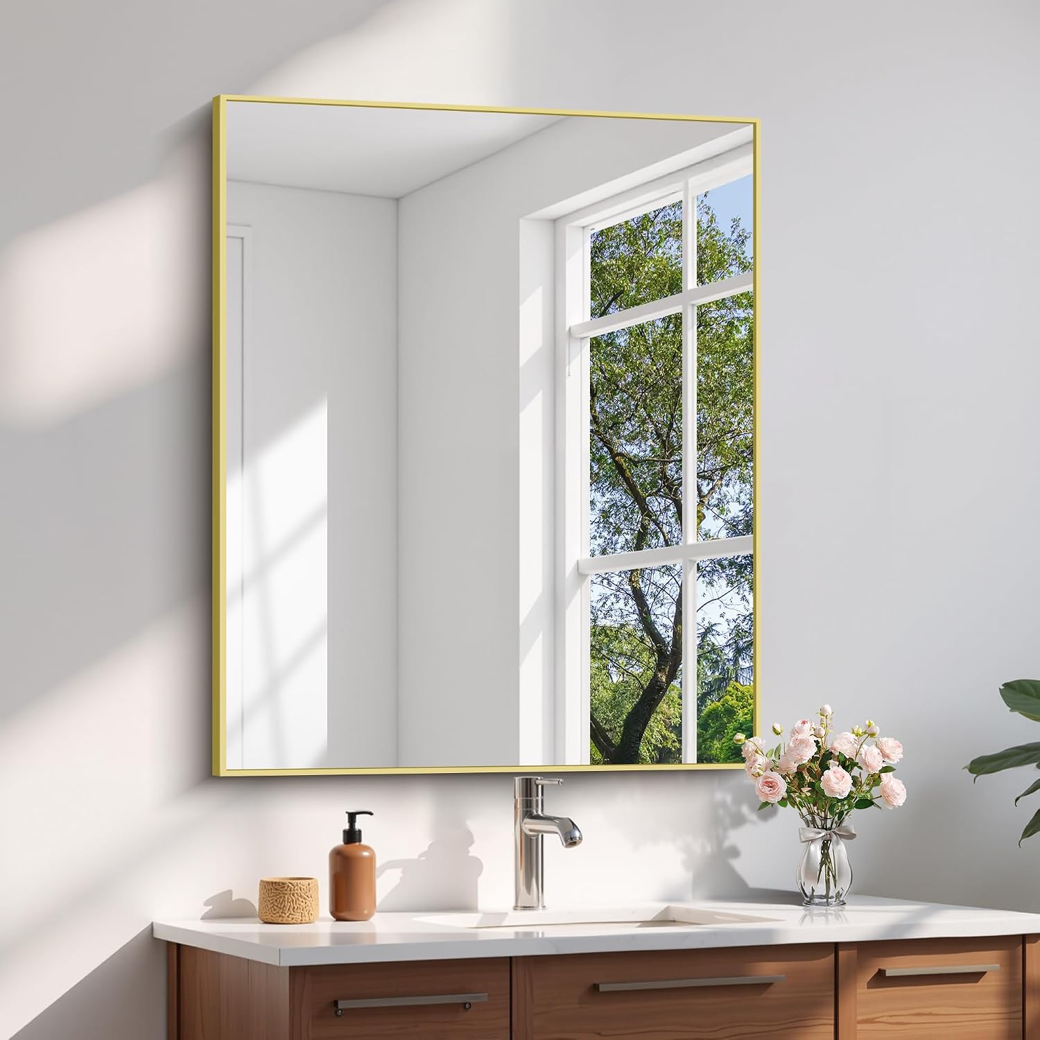 18x24 Inch Black Aluminum Frame Bathroom Mirror