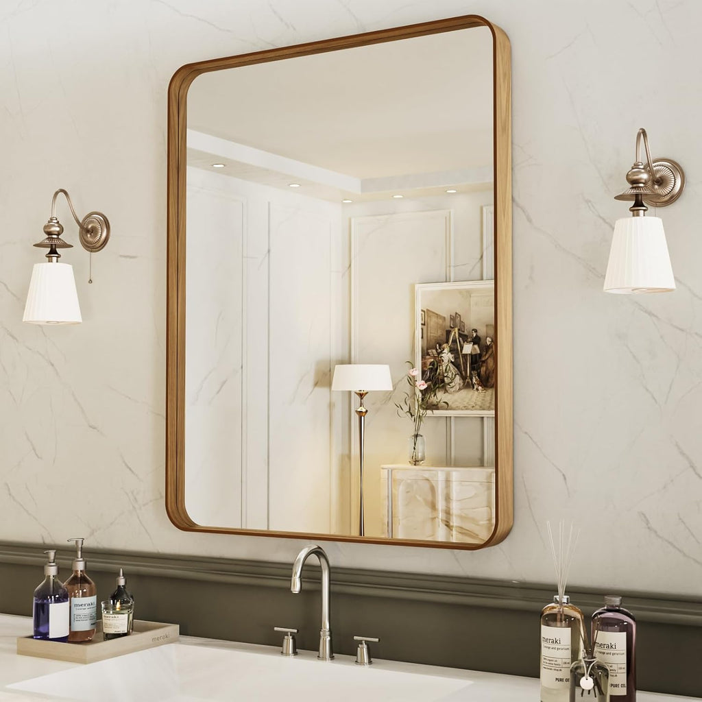 22x30 Inch Black Metal Frame Bathroom Mirror