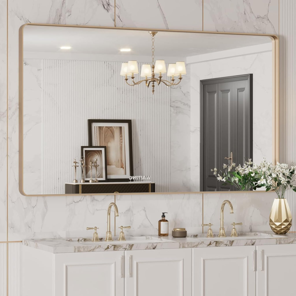22x30 Inch Black Metal Frame Bathroom Mirror