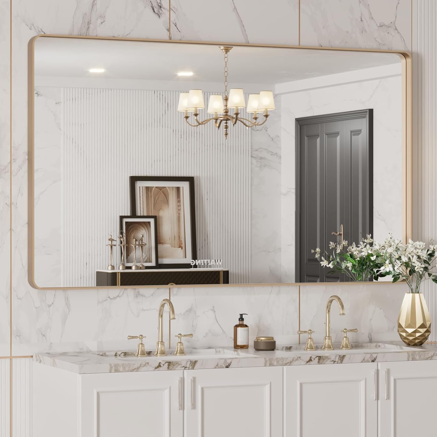 22x30 Inch Black Metal Frame Bathroom Mirror