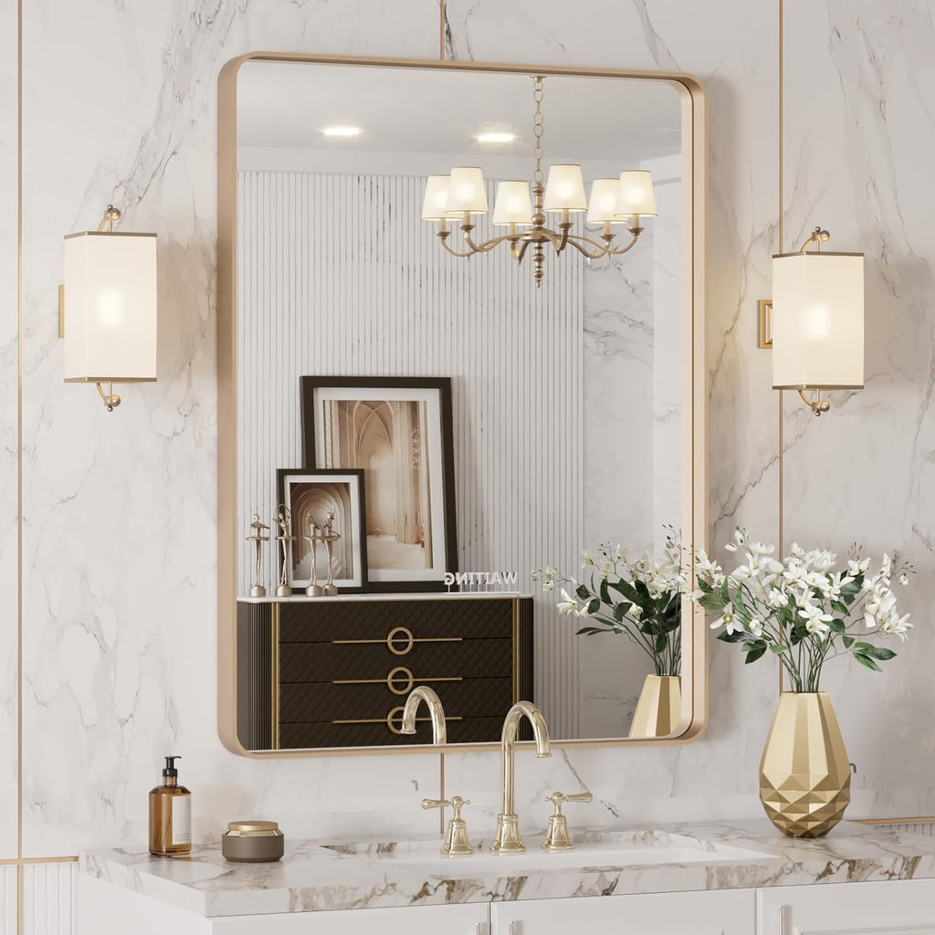 22x30 Inch Black Metal Frame Bathroom Mirror