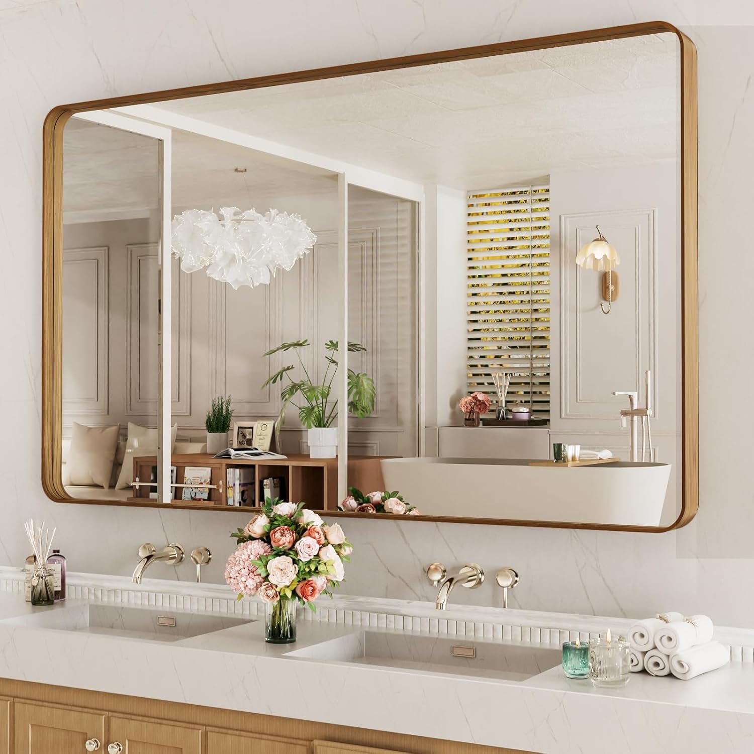 22x30 Inch Black Metal Frame Bathroom Mirror