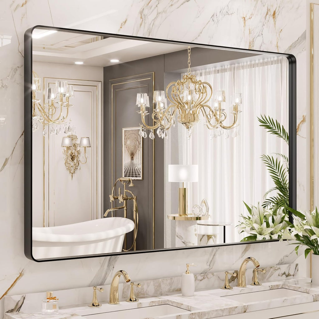 22x30 Inch Black Metal Frame Bathroom Mirror