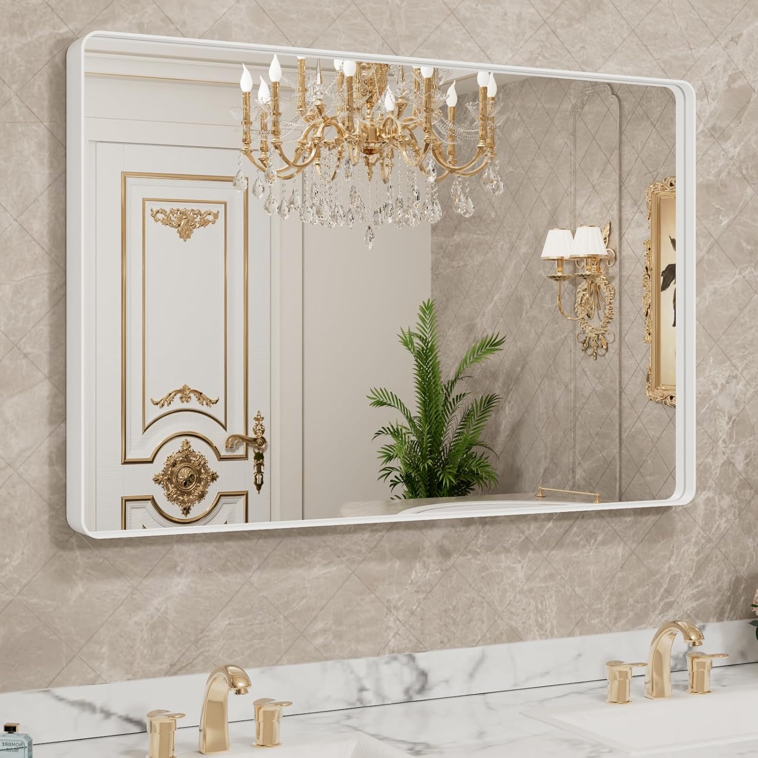 22x30 Inch Black Metal Frame Bathroom Mirror