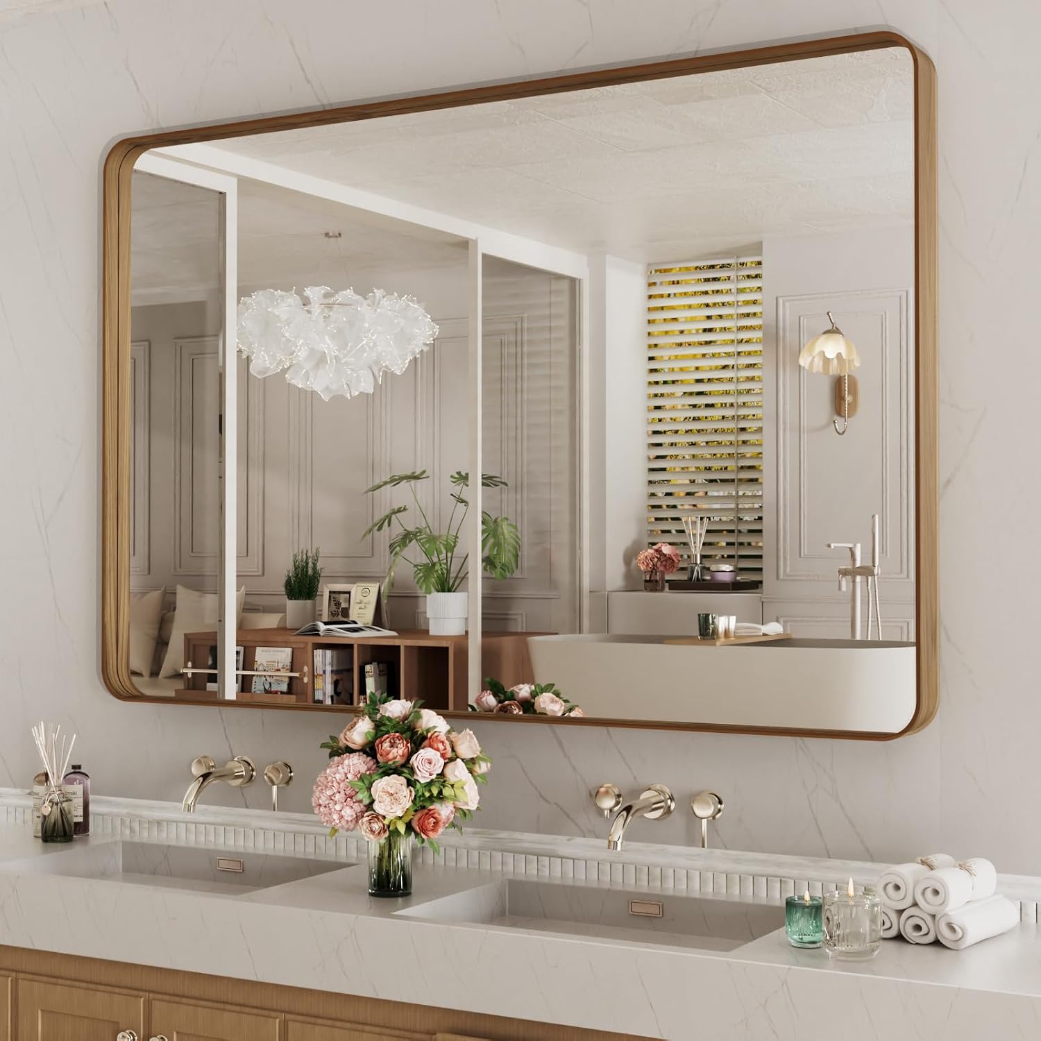 22x30 Inch Black Metal Frame Bathroom Mirror