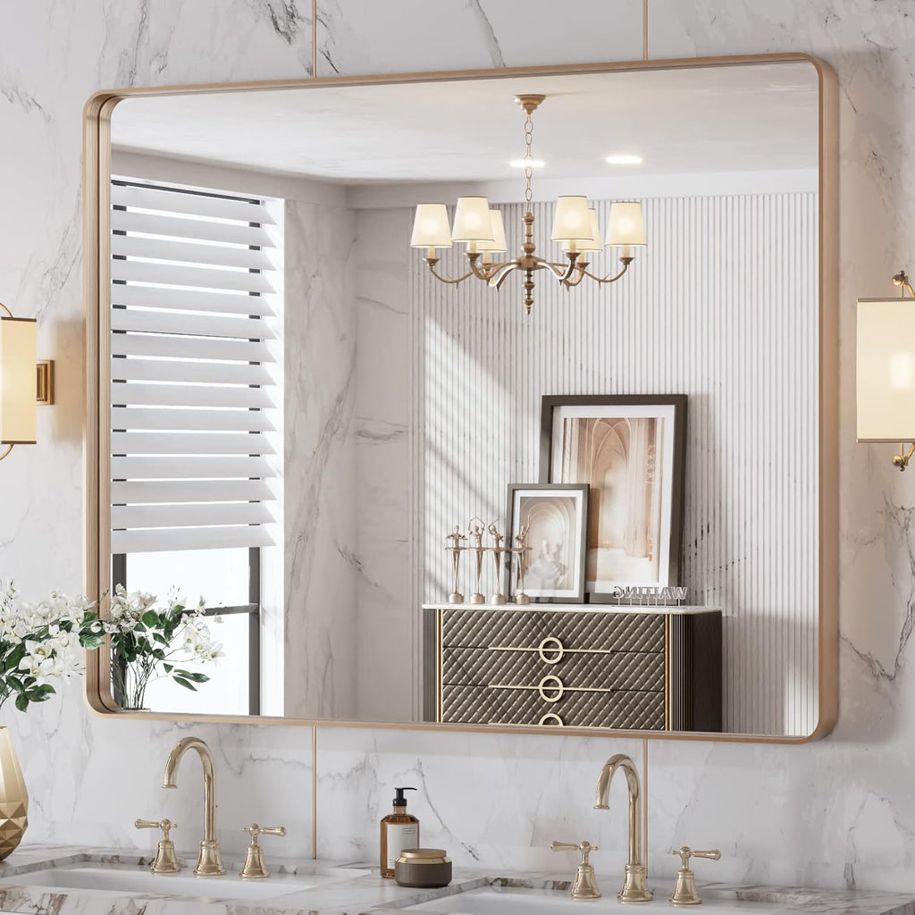 22x30 Inch Black Metal Frame Bathroom Mirror