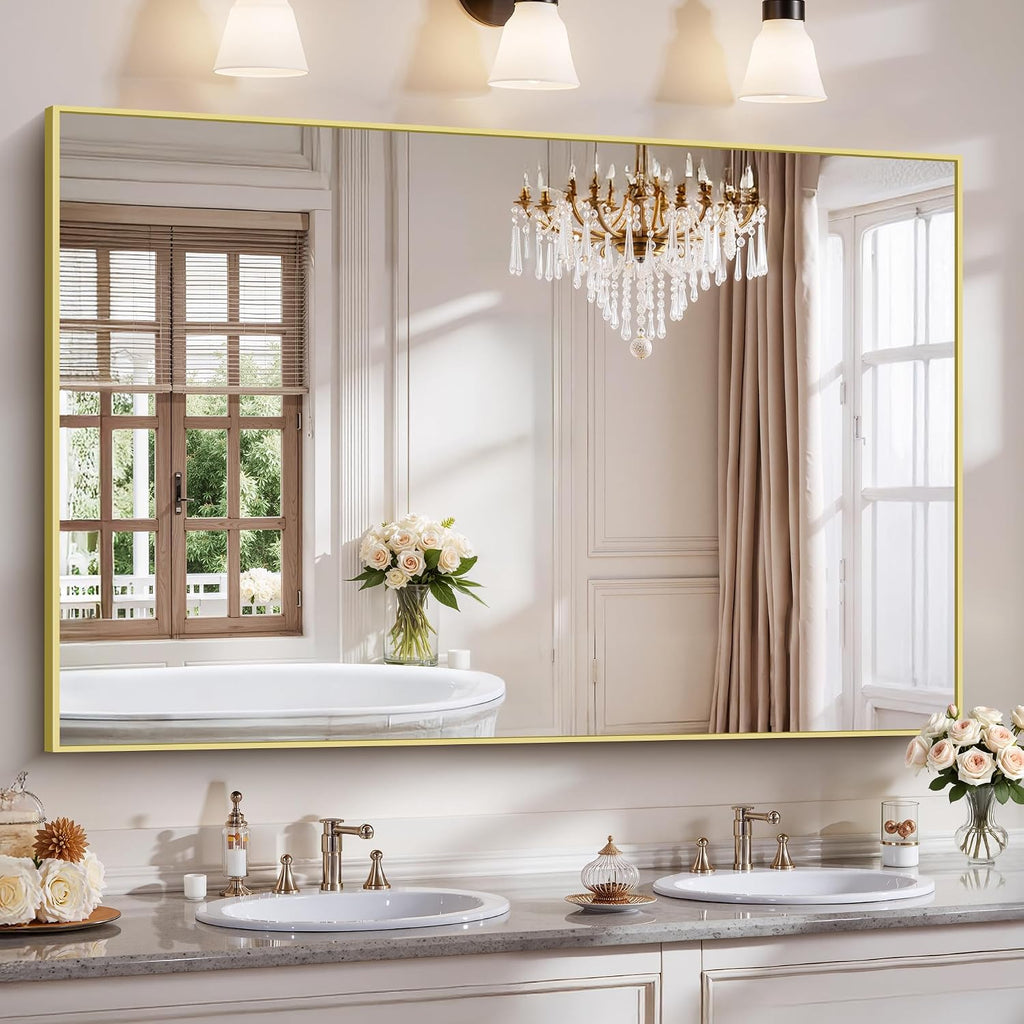 18x24 Inch Black Aluminum Frame Bathroom Mirror