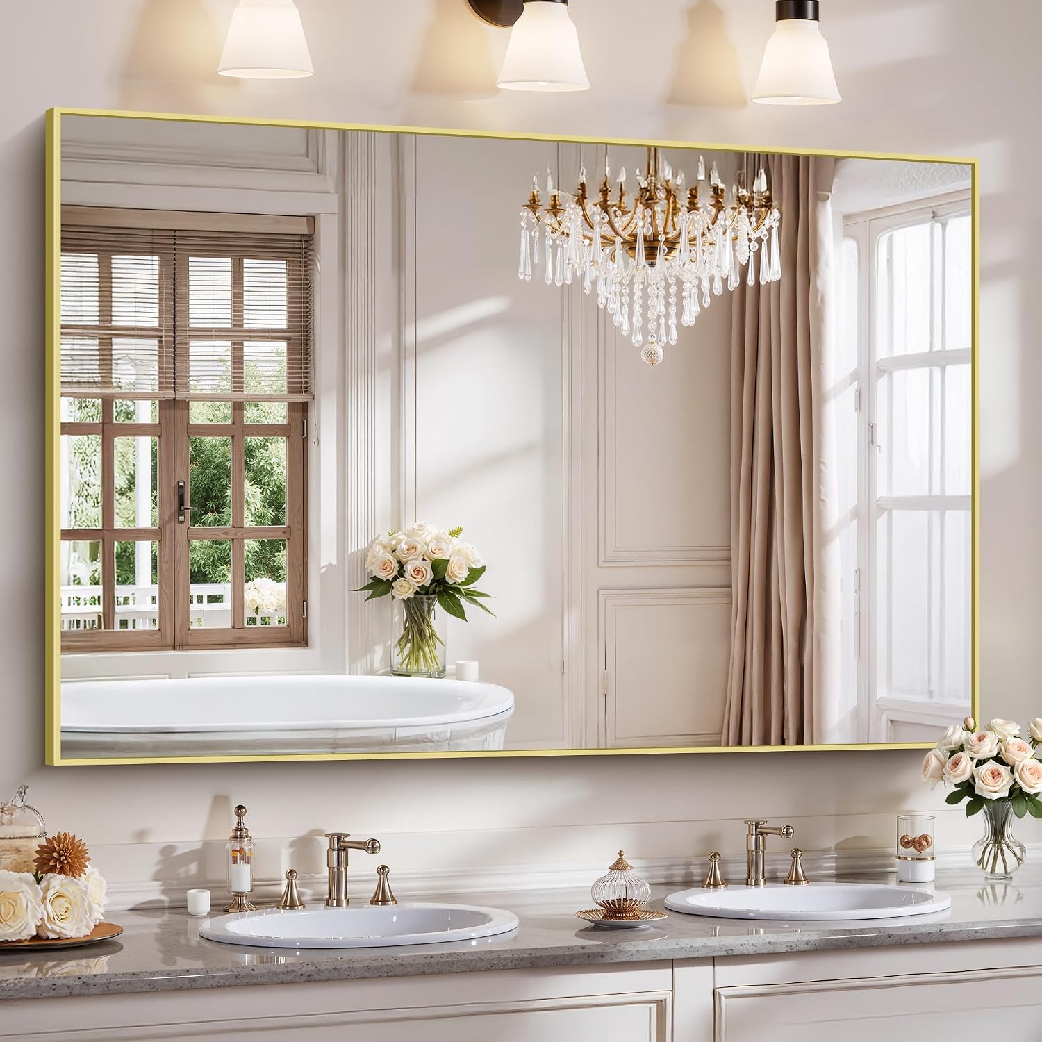18x24 Inch Black Aluminum Frame Bathroom Mirror