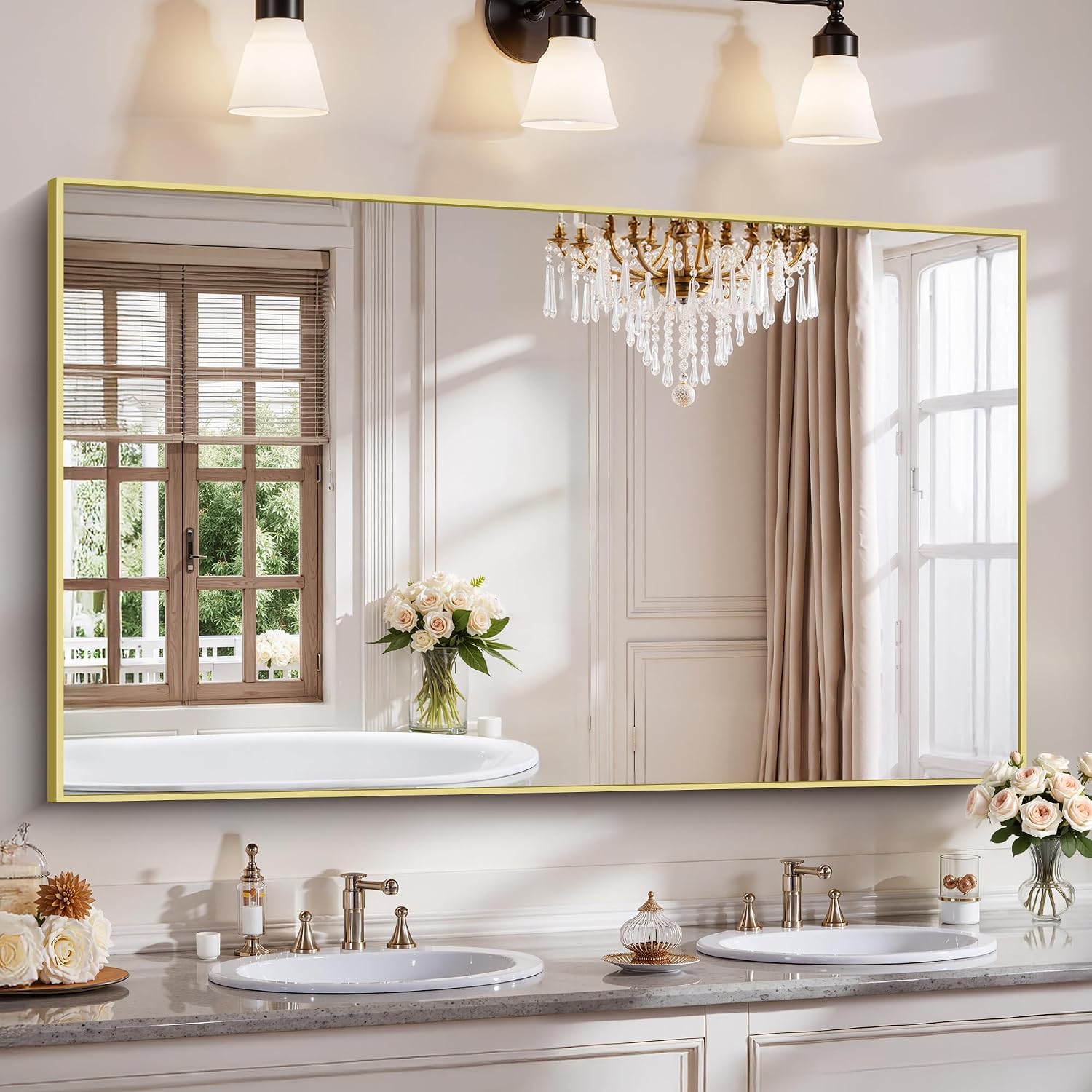 18x24 Inch Black Aluminum Frame Bathroom Mirror