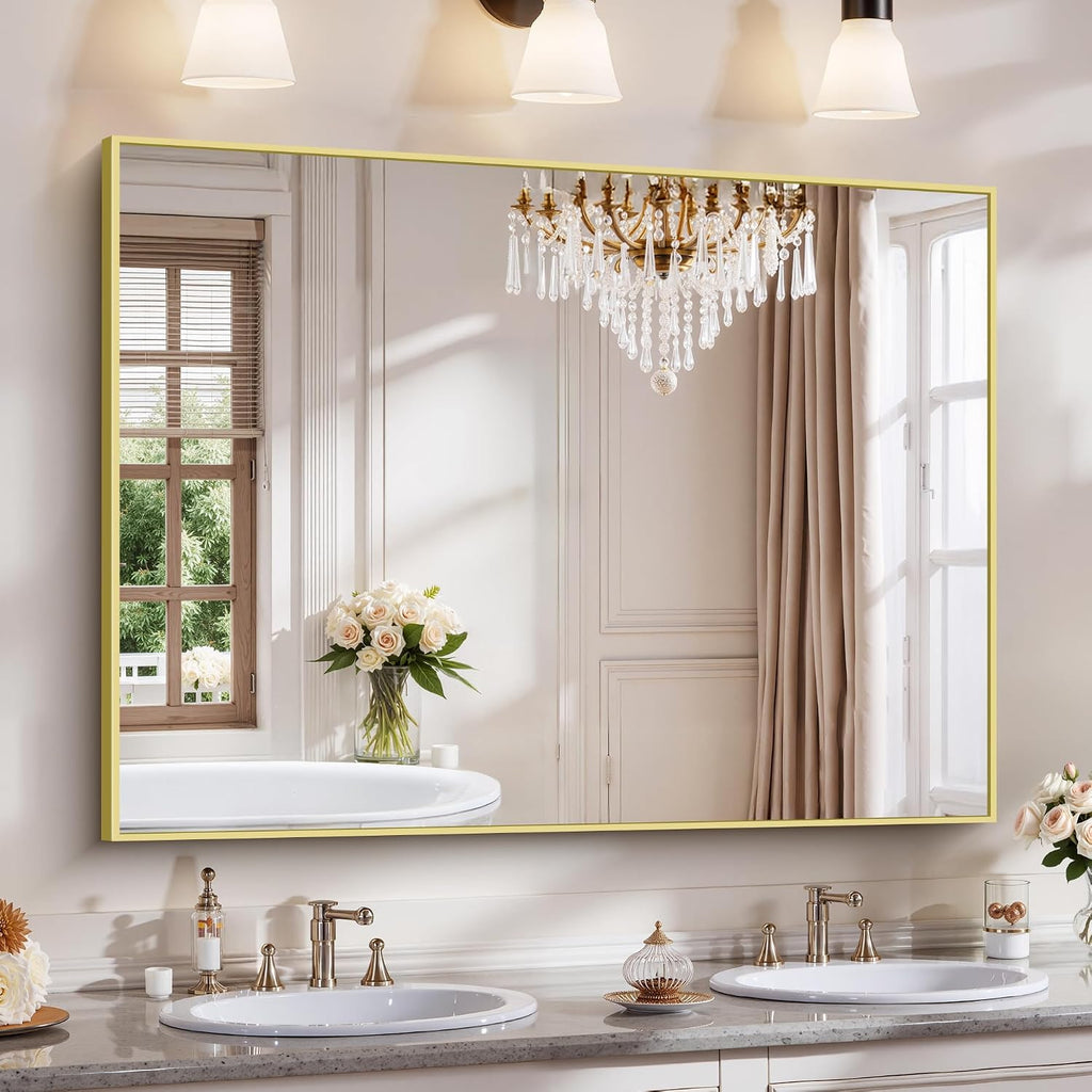 18x24 Inch Black Aluminum Frame Bathroom Mirror