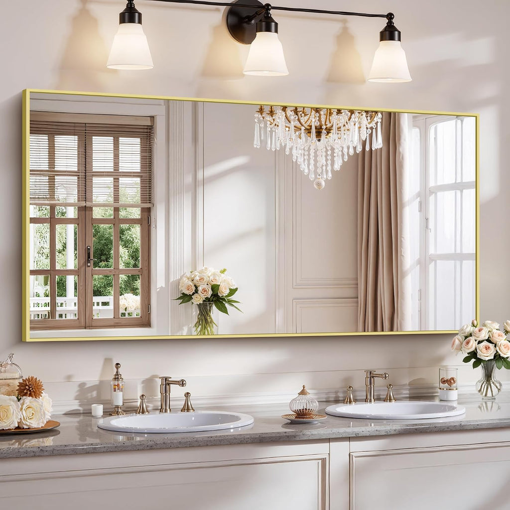 18x24 Inch Black Aluminum Frame Bathroom Mirror