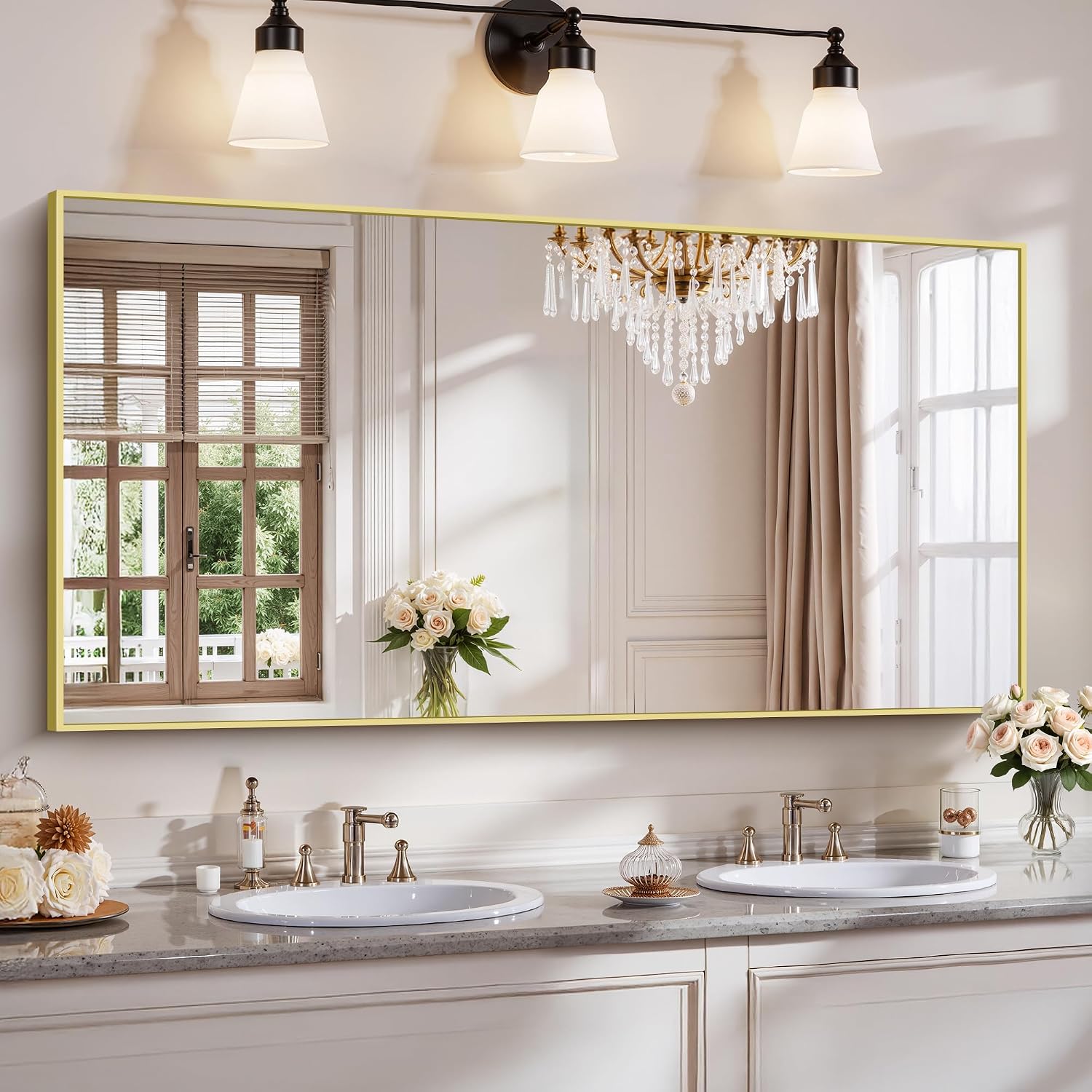 18x24 Inch Black Aluminum Frame Bathroom Mirror