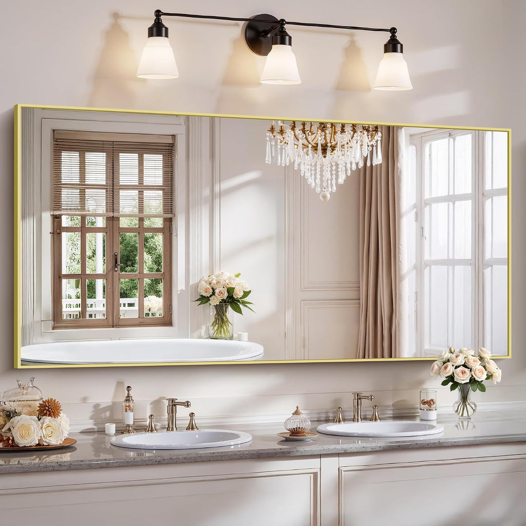 18x24 Inch Black Aluminum Frame Bathroom Mirror