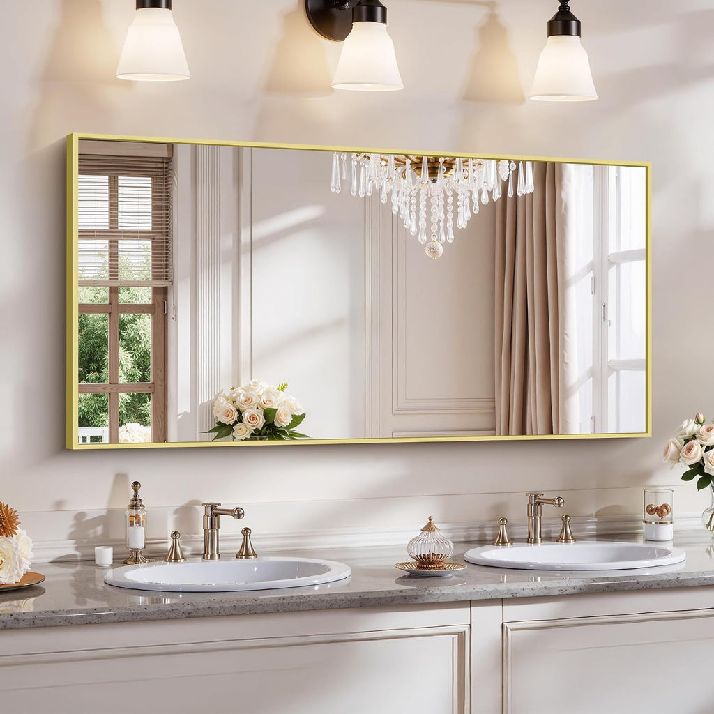 18x24 Inch Black Aluminum Frame Bathroom Mirror
