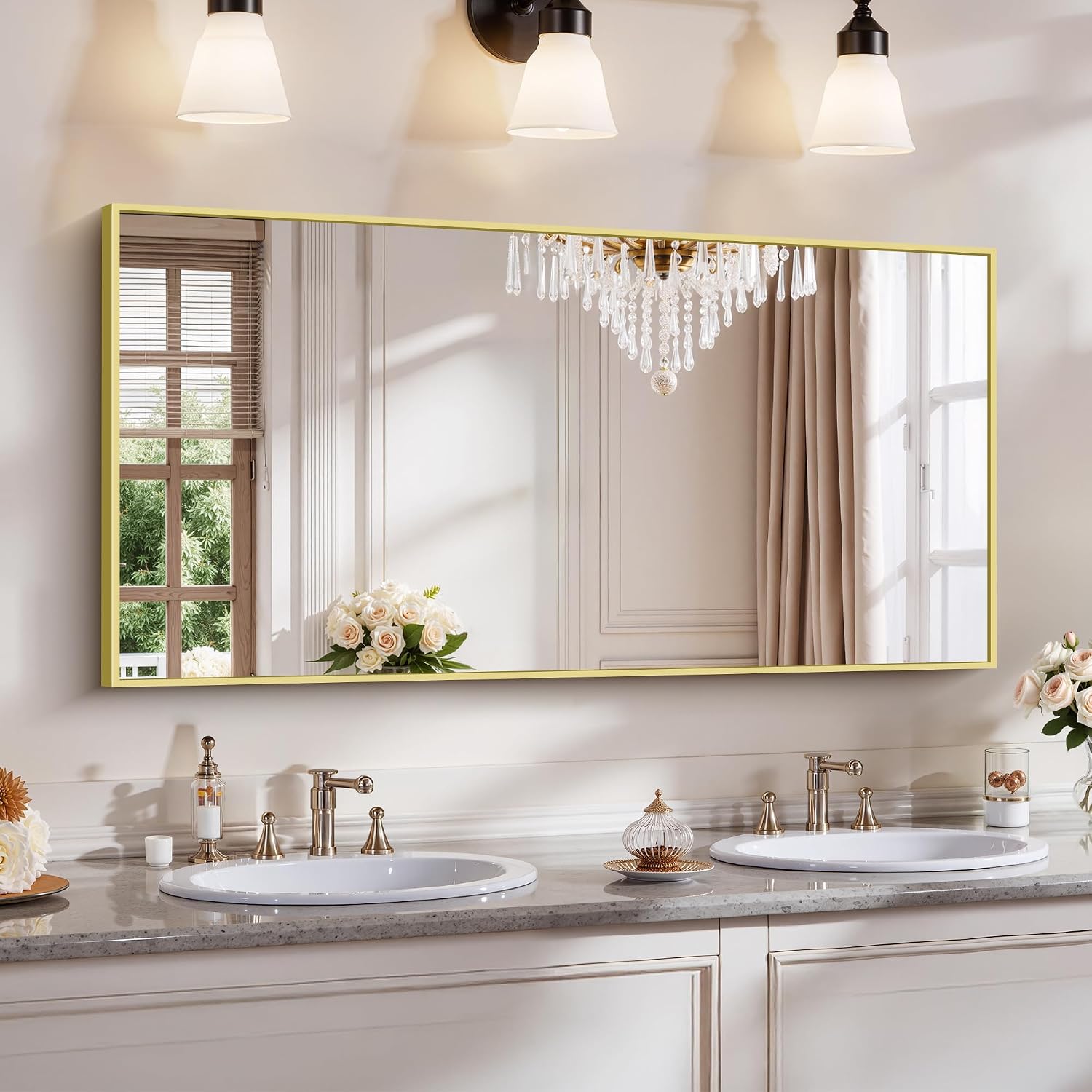 18x24 Inch Black Aluminum Frame Bathroom Mirror