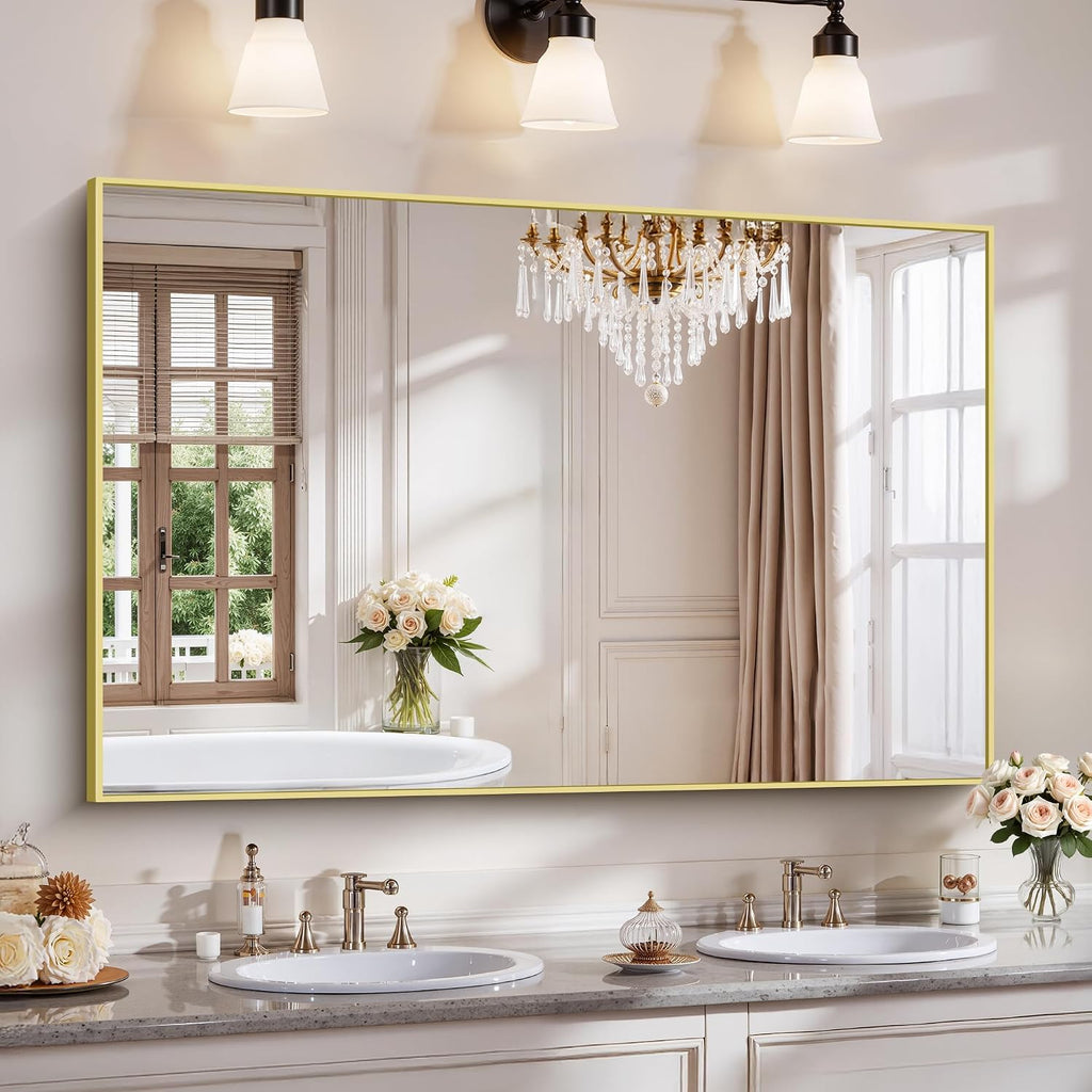 18x24 Inch Black Aluminum Frame Bathroom Mirror